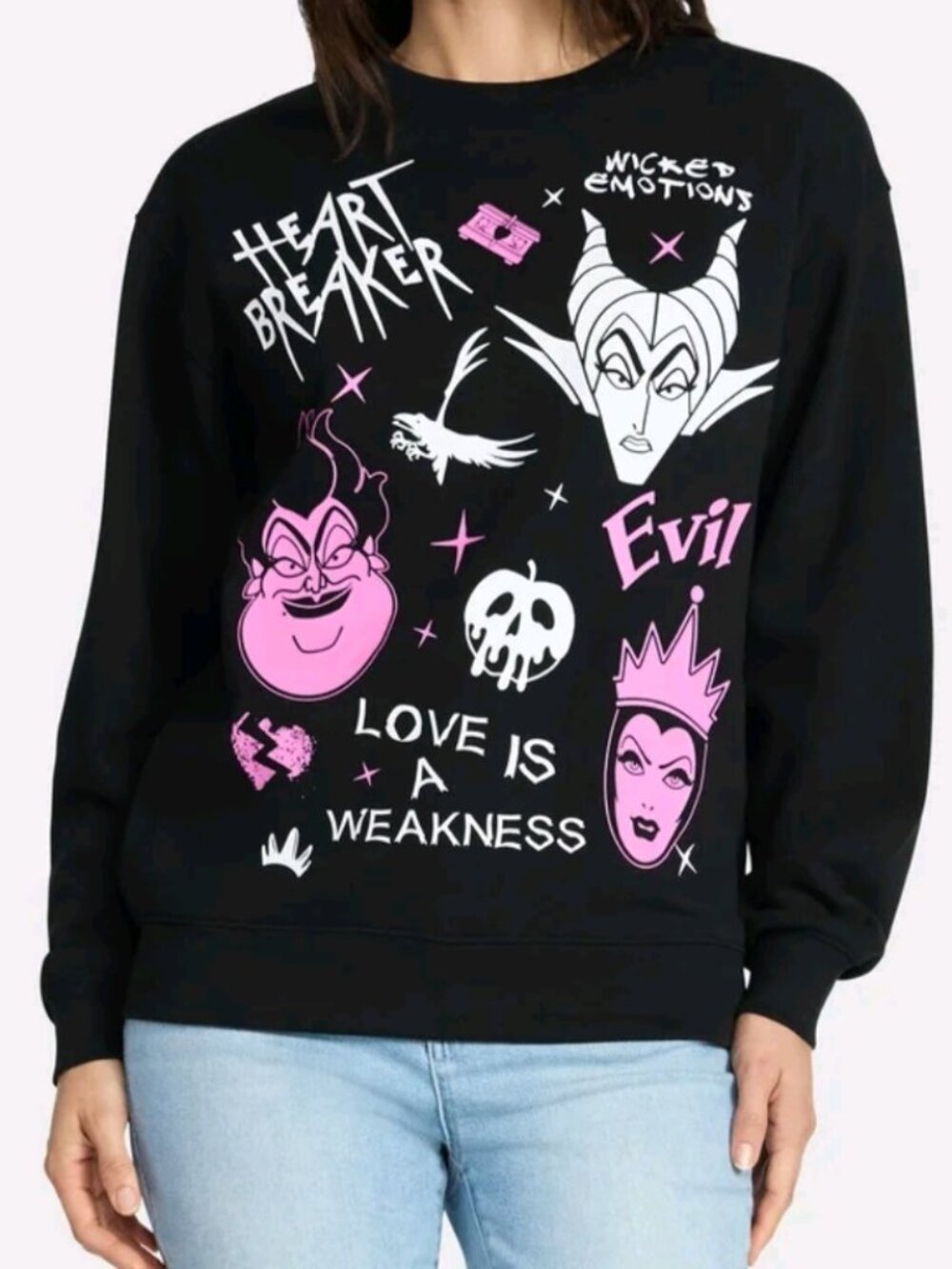 Disney Villains Women's Valentine's Day Graphic Sweatshirt Large